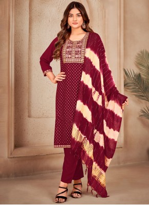 Rayon Maroon and Rani Pant Style Suit