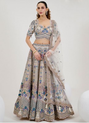 Readymade Lehenga Choli Embroidered Organza in Off White