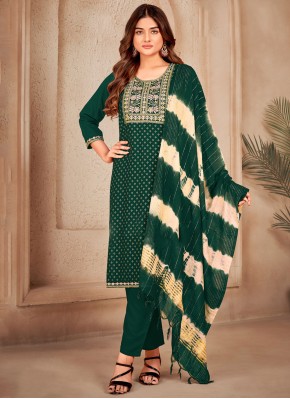 Readymade Salwar Kameez Foil Print Rayon in Green