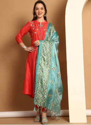 Red Embroidered Designer Salwar Kameez