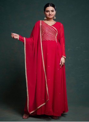 Red Georgette Trendy Gown