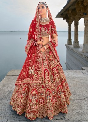 Red Khatli Work Bridal Trendy Lehenga Choli