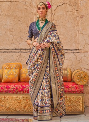 Refreshing Cream Viscose Designer Saree