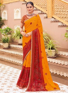 Refreshing Mustard Georgette Designer Saree