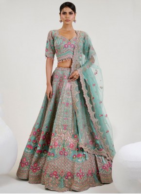 Regal Sea Green Zari Readymade Lehenga Choli