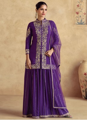 Regal Zari Silk Purple Designer Salwar Kameez