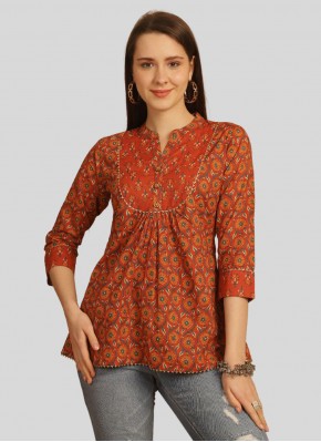 Renowned Rust Cotton Casual Kurti