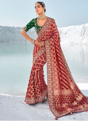 Resplendent Patola Print Maroon Georgette Classic Saree