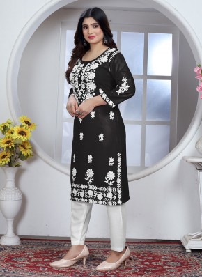 Riveting Embroidered Party Designer Kurti