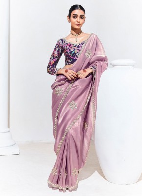 Rose Pink Organza Saree