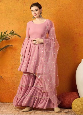 Rose Pink Printed Trendy Salwar Kameez