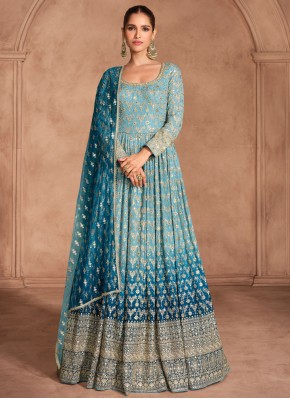 Royal Embroidered Georgette Readymade Designer Gown