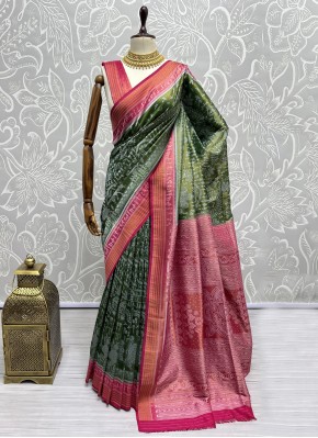 Royal Weaving Silk Green Contemporary Saree