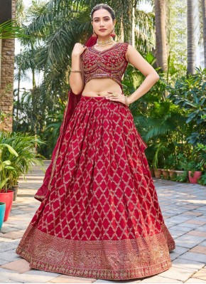 Rust Embroidered Ceremonial Readymade Lehenga Choli