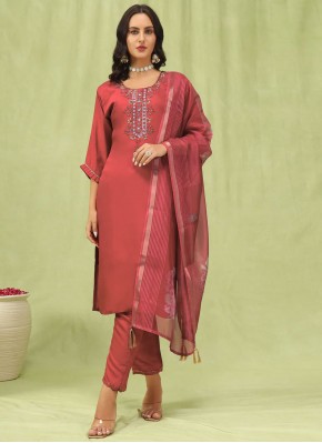 Salmon Silk Festival Designer Salwar Kameez