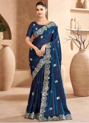 Satin Cutwork Morpeach  Classic Saree