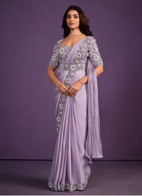 Satin Lavender Classic Saree