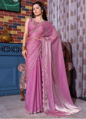 Satin Silk Swarovski Magenta and Pink Trendy Saree