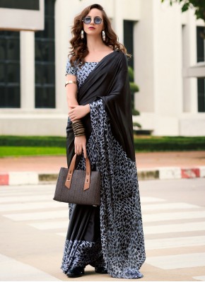 Satin Trendy Saree in Black