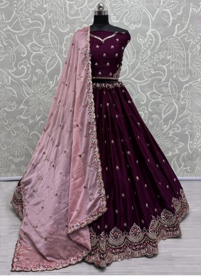 Savory Purple Silk Designer Lehenga Choli