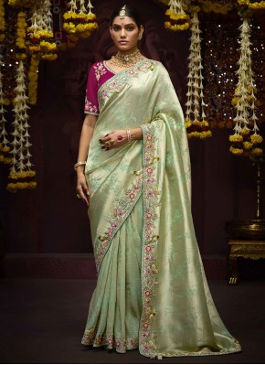 Sea Green Color Traditional Saree