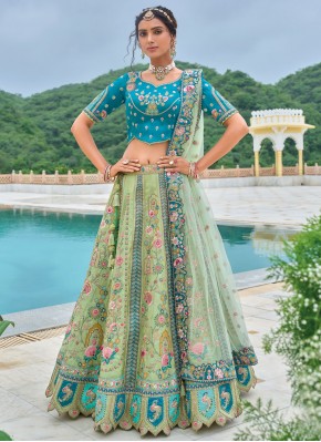 Sea Green Sangeet Silk Lehenga Choli