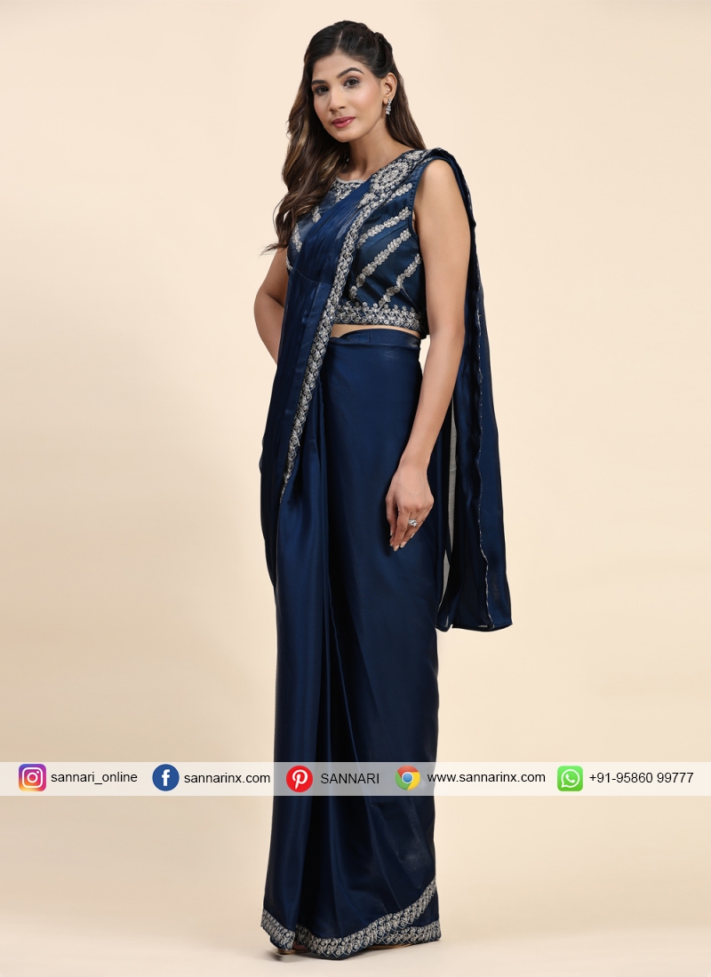 Sensational Navy Blue Saree