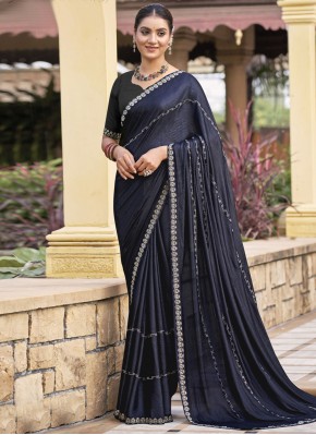 Shimmer Designer Saree in Blue and Grey