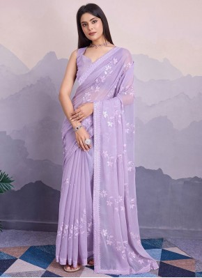 Shimmer Lavender Traditional Saree