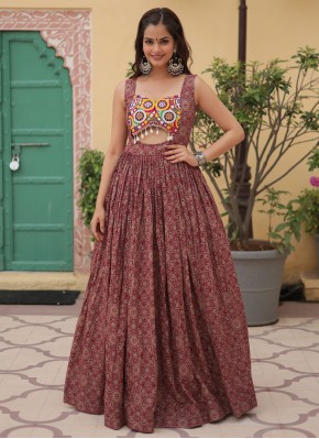 Sightly Maroon Print Cotton Trendy Gown