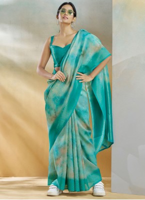 Sightly Weaving Handloom silk Firozi Classic Saree