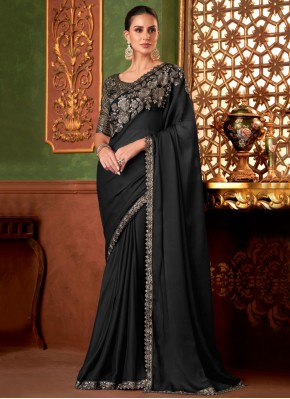 Silk Beads Black Contemporary Saree