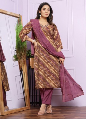 Silk Beige Readymade Salwar Suit