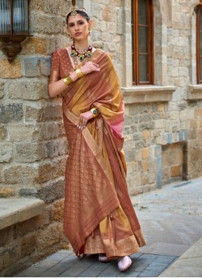 Silk Beige Weaving Trendy Saree