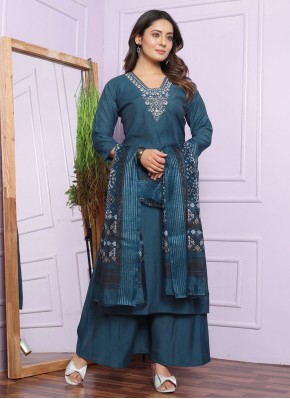 Silk Blue Handwork Salwar Kameez