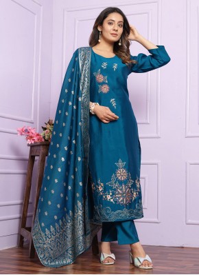 Silk Blue Readymade Salwar Suit