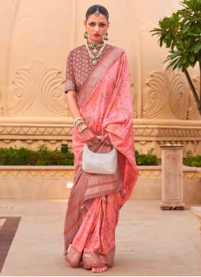 Silk Border Traditional Saree in Pink