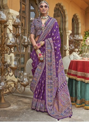 Silk Classic Saree in Purple