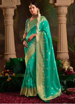 Silk Contemporary Saree in Turquoise