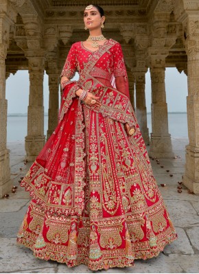 Silk Embroidered Red Trendy Lehenga Choli