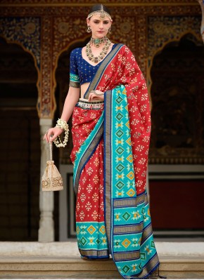 Silk Fancy Contemporary Saree in Red