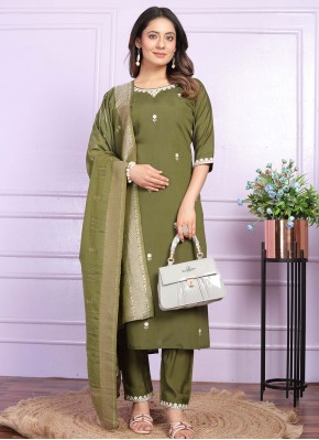 Silk Handwork Green Salwar Kameez