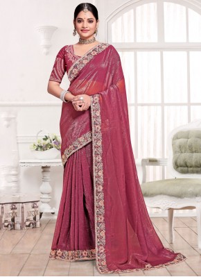 Silk Maroon and Rani Cord Contemporary Saree