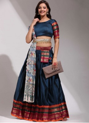 Silk Navy Blue Lehenga Choli