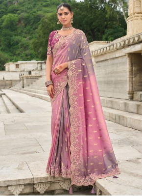 Silk Pink Designer Saree