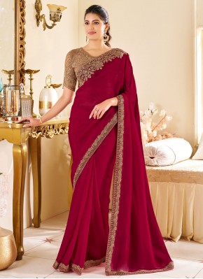 Silk Rani Sequins Contemporary Saree