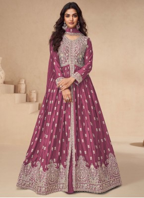 Silk Readymade Lehenga Choli in Burgundy and Magenta