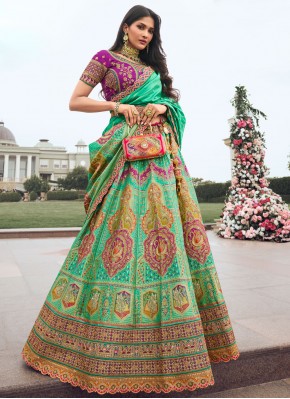 Silk Sequins Green Designer Lehenga Choli