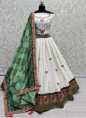 Silk Sequins White Lehenga Choli