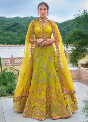 Silk Stone Trendy Lehenga Choli in Green